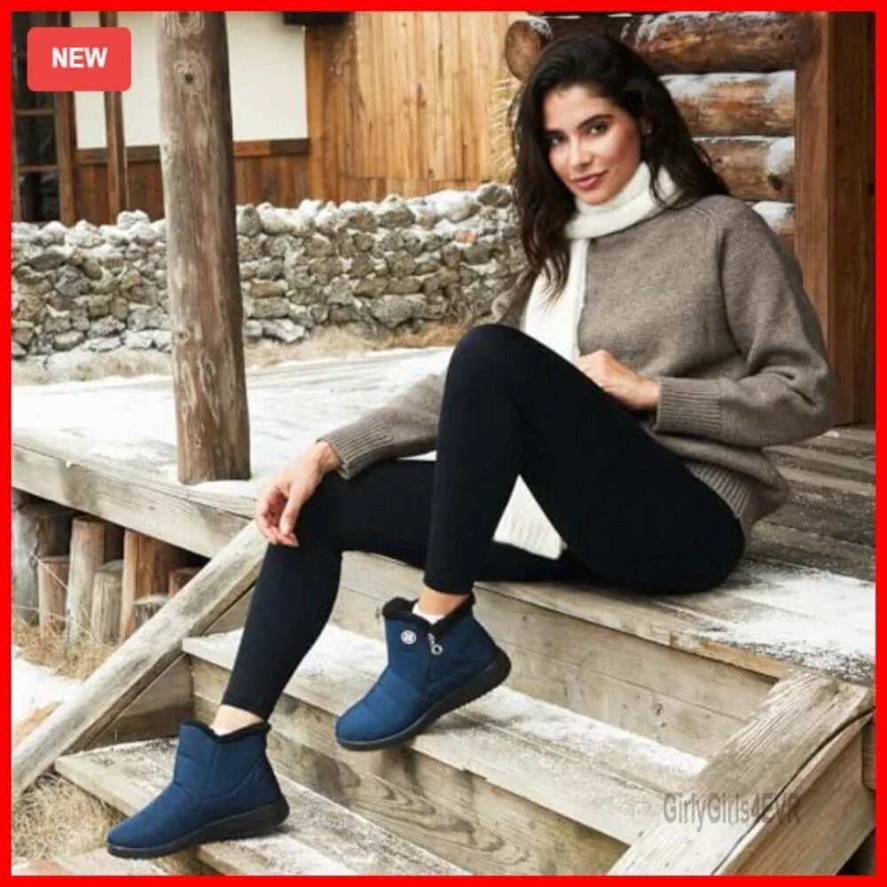 Waterproof Winter Snow Boots with Warm Fur Lining Ankle Booties